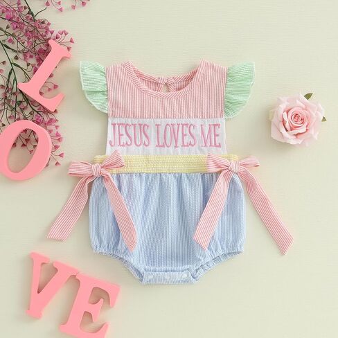 Baby Girl Easter Outfit Infant Bunny Smocked Bubble Romper Newborn Doll Collar Shirt Top Summer Toddler Clothes in Saudi Arabia