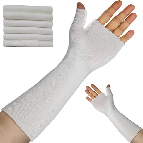 Wrist and Thumb Spica Stockinette(Pack of 6) Comfy Arm Cast Cover Cotton Sock,Wrap Liner Skin Protection Sleeve for Under Brace Splints, Air Casts and Hand Brace(Khaki,Medium) in Saudi Arabia