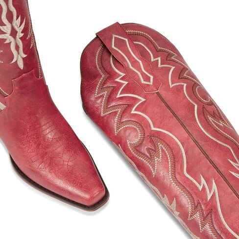 wetkiss Cowboy Boots for Women Knee High, Low Heeled Stable and Comfortable | Knee High Cowgirl Boots,Western Boots with Embroidery,Pull On,Slip On,Non-slip Rubber Sole,Soft and Breathable PU Leather in Saudi Arabia