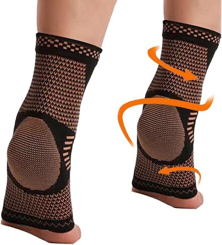 Copper Ankle Brace Socks Foot with Elastic Arch pads for Plantar Fasciitis Achilles Tendonitis Relief,for Heel Pain Relief,Arch Support for Sprained Ankle Compression Sleeve - Foot Support Foot Brace for Women & Men Daytime or Night Use in Kuwait
