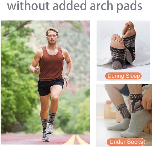 Copper Ankle Brace Socks Foot with Elastic Arch pads for Plantar Fasciitis Achilles Tendonitis Relief,for Heel Pain Relief,Arch Support for Sprained Ankle Compression Sleeve - Foot Support Foot Brace for Women & Men Daytime or Night Use in Kuwait