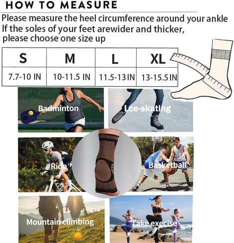 Copper Ankle Brace Socks Foot with Elastic Arch pads for Plantar Fasciitis Achilles Tendonitis Relief,for Heel Pain Relief,Arch Support for Sprained Ankle Compression Sleeve - Foot Support Foot Brace for Women & Men Daytime or Night Use in Kuwait