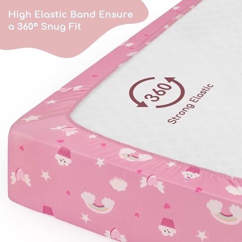 Pack and Play Sheets Fitted Mini Crib Sheets for Pack N Play Mattress Stretchy Sheet for Playpen and Playard Bedding Soft Breathable 2 Pack Pink Unicorn in Saudi Arabia