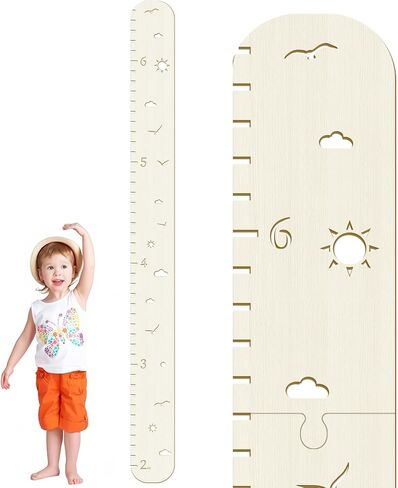 Wooden Growth Chart for Kids,Height Chart for Boy Girls,Measuring Board for Kids Height,for Child's Room,Nursery Decor Decoration Wall Art (Hollow Sun) in Kuwait