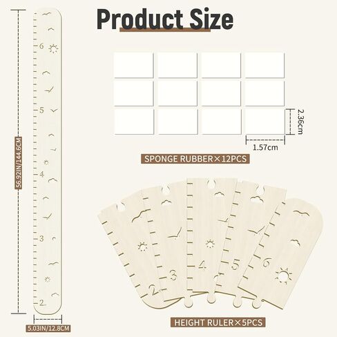 Wooden Growth Chart for Kids,Height Chart for Boy Girls,Measuring Board for Kids Height,for Child's Room,Nursery Decor Decoration Wall Art (Hollow Sun) in Kuwait