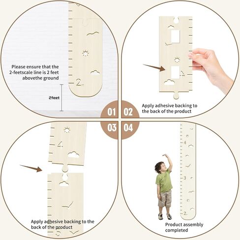 Wooden Growth Chart for Kids,Height Chart for Boy Girls,Measuring Board for Kids Height,for Child's Room,Nursery Decor Decoration Wall Art (Hollow Sun) in Kuwait