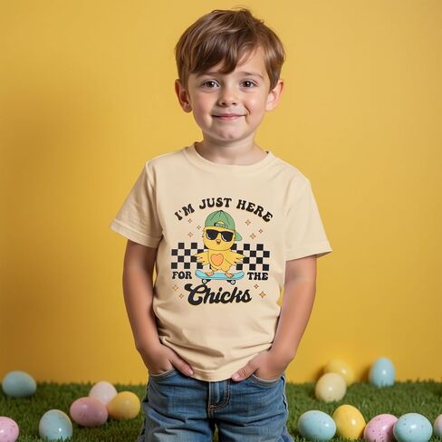قمصان عيد الفصح Boutikome لطفلة طفل طفل أنا فقط هنا من أجل Tchics T-Shirt Kid Funny Skatoboard Tee Sterts Short Sleeve Tops in Saudi Arabia