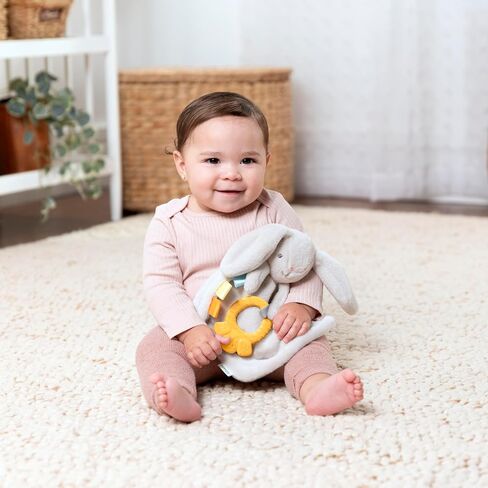 Ingenuity Cozy Sylvi Plush Lovey Baby Teether - Soothe Gums - Self Soothing - Plush Bunny - Ages 0M+ in Saudi Arabia