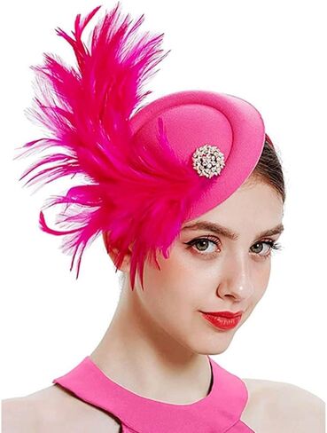 Yellow Church Hat, Light Blue Hats Women, Womens Hats With Feathers, Womens Hat, Kentucky Derby Hats, Derby Hat Women,Fascinators,Kentucky Derby Hat,Crystal Tea Party Hats For Women,Pillbox Hat.Purple in Saudi Arabia
