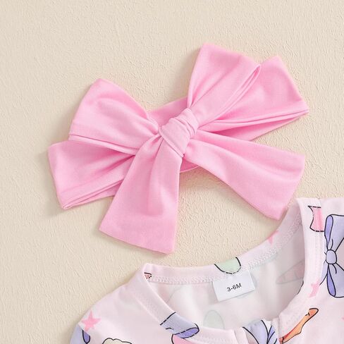 Easter Baby Girl Outfit Ruffle Bunny Print Footies Romper Jumpsuit Newborn Infant Baby Girl Easter Bunny Clothes in Saudi Arabia