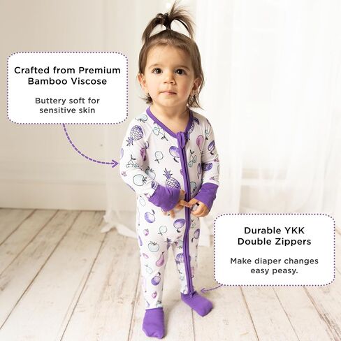 Littlehippo 2-Way Zipper Bamboo Romper ، Soft Spandex & Bamboo Viscose One Piece Pajamas ، Newborn ، Baby Boys & Girls ، Kids in Kuwait
