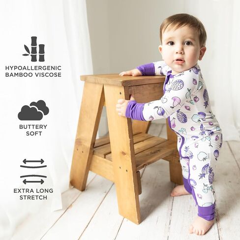 Littlehippo 2-Way Zipper Bamboo Romper ، Soft Spandex & Bamboo Viscose One Piece Pajamas ، Newborn ، Baby Boys & Girls ، Kids in Kuwait