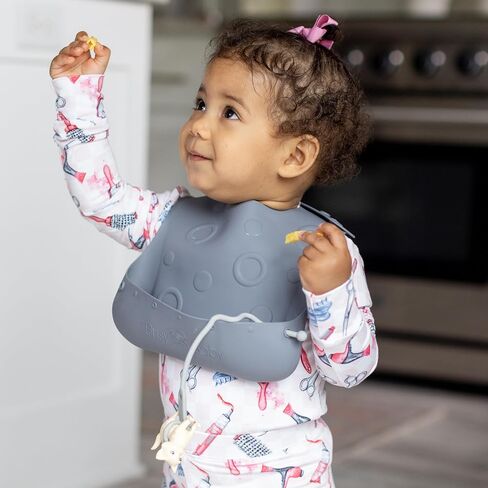 BUBY BUBY BUNGEE BIB-مريلة سيليكون قابلة للتعديل مع نظام الجيب والورق لوجبات خالية من الفوضى مع الأطفال والأطفال الصغار in Kuwait