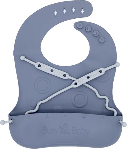 BUBY BUBY BUNGEE BIB-مريلة سيليكون قابلة للتعديل مع نظام الجيب والورق لوجبات خالية من الفوضى مع الأطفال والأطفال الصغار in Kuwait