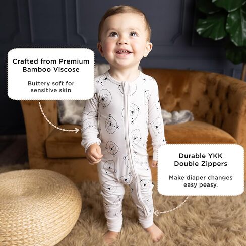 Littlehippo 2-Way Zipper Bamboo Romper ، Soft Spandex & Bamboo Viscose One Piece Pajamas ، Newborn ، Baby Boys & Girls ، Kids in Kuwait