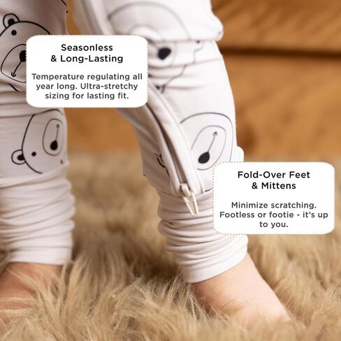 Littlehippo 2-Way Zipper Bamboo Romper ، Soft Spandex & Bamboo Viscose One Piece Pajamas ، Newborn ، Baby Boys & Girls ، Kids in Kuwait