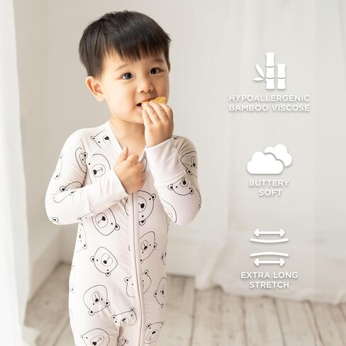 Littlehippo 2-Way Zipper Bamboo Romper ، Soft Spandex & Bamboo Viscose One Piece Pajamas ، Newborn ، Baby Boys & Girls ، Kids in Kuwait