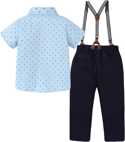 DISAUR Boys Suits 3 Pieces Formal Dress Shirt with Bowtie+Suspender Pants Boy Gentleman Outfits Set 4-8 Years in Saudi Arabia