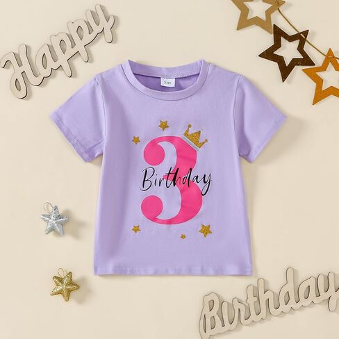 Baby Girl Birthday Outfit One/Two/Three Birthday Shirt 1-3 Year Old Girls Birthday Gift in Saudi Arabia