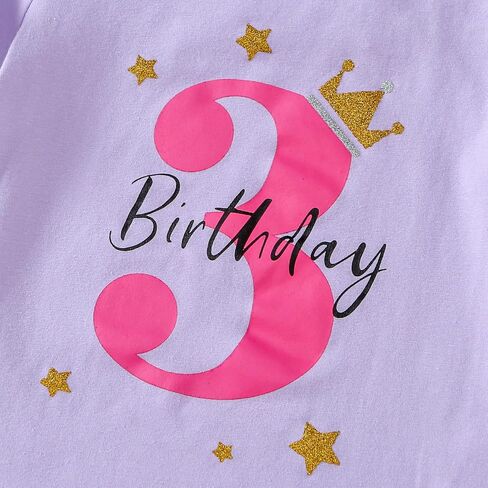 Baby Girl Birthday Outfit One/Two/Three Birthday Shirt 1-3 Year Old Girls Birthday Gift in Saudi Arabia