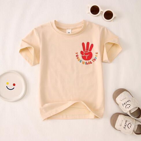 Young Wild and Three Shirt Toddler Girl Birthday Tshirt 3rd Birthday Outfits 3 Year Old Girls Third Bday Party Tops in Saudi Arabia