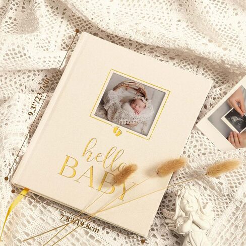 LANPN Hello Baby Memory Book ، Newborn First 5 Years Thekeake with DIY Window ، Linen Baby Book Memories Journal Scrapbook Book ، Baby Milestone Book for Boy Girl New Parents (Blue ، 154 Pages) in Kuwait