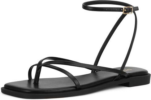 Womens Flats Sandals Square Toe Strappy Ankle Strap Flats in Saudi Arabia