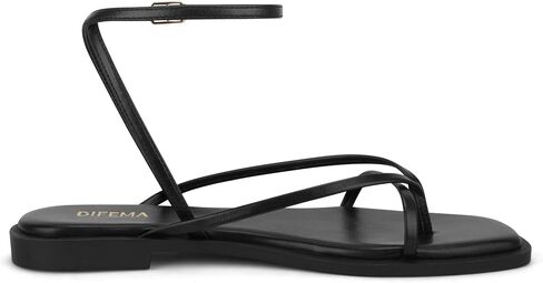 Womens Flats Sandals Square Toe Strappy Ankle Strap Flats in Saudi Arabia