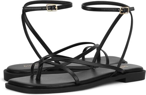 Womens Flats Sandals Square Toe Strappy Ankle Strap Flats in Saudi Arabia