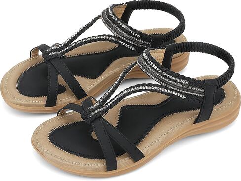 Ubfen Womens Bohemian Flat Sandals مع Back Strap Summer Beach Pling in Saudi Arabia