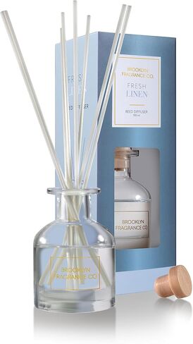 Brooklyn Fragrance Co. Aroma Reed Diffuser - Long Lasting Premium Fragrance - Fresh Linen Air Freshener for Home - Reed Diffuser for a Large Room - 100ML in Saudi Arabia