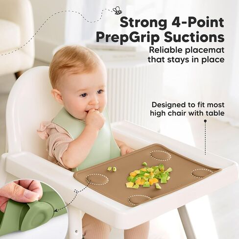 keababies 2 عبوة سيليكون سيليكون للأطفال الصغار-لا شفط للانزلاق سيليكون سيليكون للأطفال ، والأكل/التغذية ، وسهلة التنظيف ، حصيرة سفر مزدحمة لطاولة الطعام ، درجة الطعام/BPA خالية من (قائمة) in Kuwait