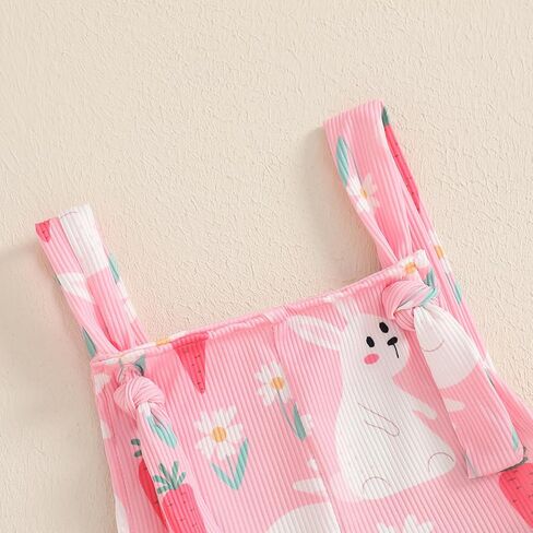 Toddler Baby Girl Spring Clothes Cow/Bunny/Carrot/Shamrock Print Sleeveless Overall Bell Bottoms Outfit 12 18M2T3T4T in Kuwait