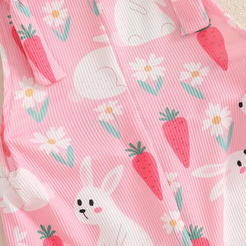 Toddler Baby Girl Spring Clothes Cow/Bunny/Carrot/Shamrock Print Sleeveless Overall Bell Bottoms Outfit 12 18M2T3T4T in Kuwait