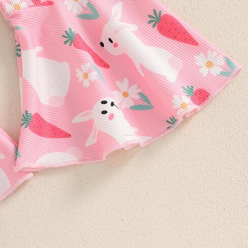 Toddler Baby Girl Spring Clothes Cow/Bunny/Carrot/Shamrock Print Sleeveless Overall Bell Bottoms Outfit 12 18M2T3T4T in Kuwait