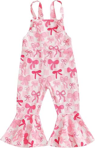 Toddler Baby Girl Spring Clothes Cow/Bunny/Carrot/Shamrock Print Sleeveless Overall Bell Bottoms Outfit 12 18M2T3T4T in Saudi Arabia