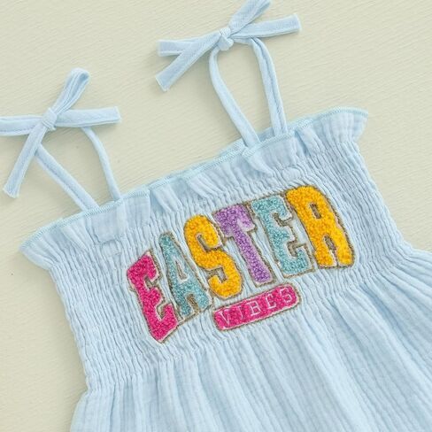 Toddler Infant Girl Easter Outfits Rabbit Print Tie-up Sleeveless Tops With Long Pants 2Pcs Summer Clothes Set in Kuwait