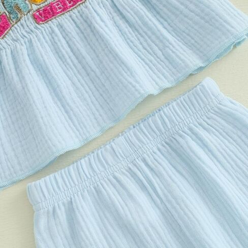 Toddler Infant Girl Easter Outfits Rabbit Print Tie-up Sleeveless Tops With Long Pants 2Pcs Summer Clothes Set in Kuwait