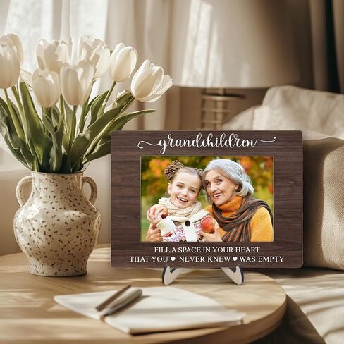 Grandparents Picture Frame, Grandchildren Picture Frame, Newborn Baby Gift for Grandma Grandpa, Birthday Gifts, Grandchildren Fill Your Heart with Love, Home Office Bedroom Desk Decor, 4x6Inch Photo (White-Grandchildren) in Kuwait