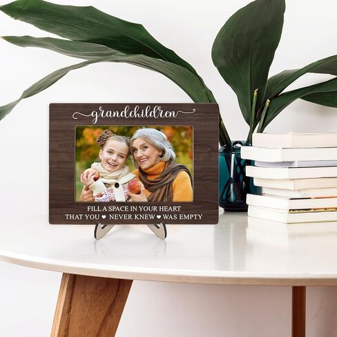 Grandparents Picture Frame, Grandchildren Picture Frame, Newborn Baby Gift for Grandma Grandpa, Birthday Gifts, Grandchildren Fill Your Heart with Love, Home Office Bedroom Desk Decor, 4x6Inch Photo (White-Grandchildren) in Kuwait