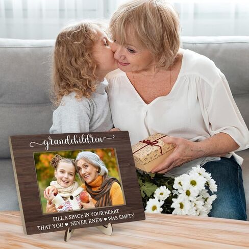 Grandparents Picture Frame, Grandchildren Picture Frame, Newborn Baby Gift for Grandma Grandpa, Birthday Gifts, Grandchildren Fill Your Heart with Love, Home Office Bedroom Desk Decor, 4x6Inch Photo (White-Grandchildren) in Kuwait