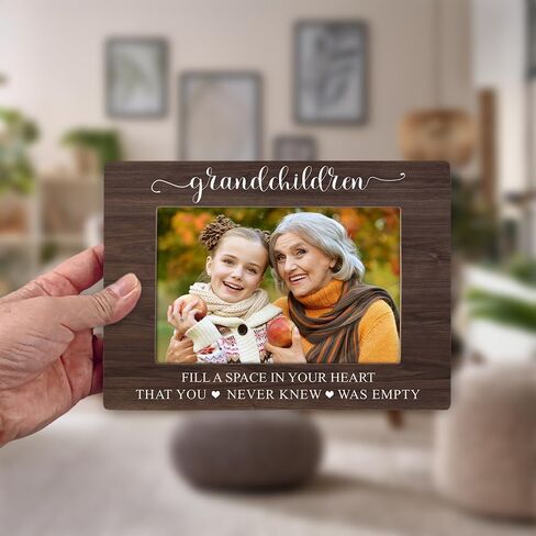 Grandparents Picture Frame, Grandchildren Picture Frame, Newborn Baby Gift for Grandma Grandpa, Birthday Gifts, Grandchildren Fill Your Heart with Love, Home Office Bedroom Desk Decor, 4x6Inch Photo (White-Grandchildren) in Kuwait