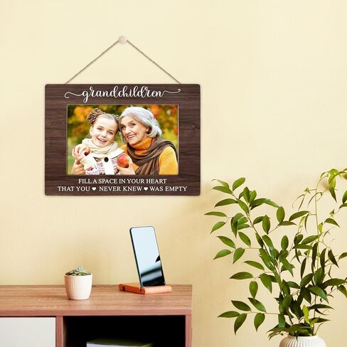 Grandparents Picture Frame, Grandchildren Picture Frame, Newborn Baby Gift for Grandma Grandpa, Birthday Gifts, Grandchildren Fill Your Heart with Love, Home Office Bedroom Desk Decor, 4x6Inch Photo (White-Grandchildren) in Kuwait