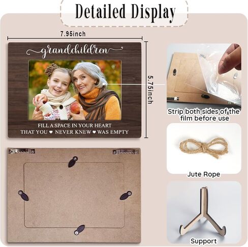 Grandparents Picture Frame, Grandchildren Picture Frame, Newborn Baby Gift for Grandma Grandpa, Birthday Gifts, Grandchildren Fill Your Heart with Love, Home Office Bedroom Desk Decor, 4x6Inch Photo (White-Grandchildren) in Kuwait