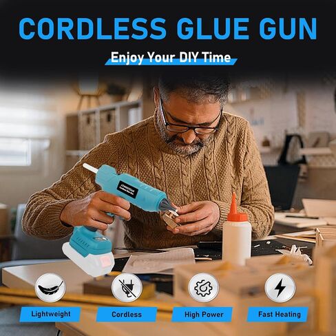 Cordless Hot Glue Gun 100W for Makita 18V Battery, High-Temp Handheld Electric Power Glue Gun with 30PCS Full Size Glue Sticks for DIY Crafts, Repairs, Home, Office & School Projects (No Battery) in Saudi Arabia