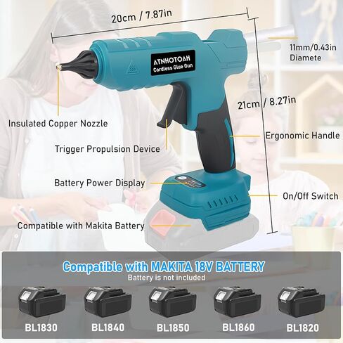 Cordless Hot Glue Gun 100W for Makita 18V Battery, High-Temp Handheld Electric Power Glue Gun with 30PCS Full Size Glue Sticks for DIY Crafts, Repairs, Home, Office & School Projects (No Battery) in Saudi Arabia