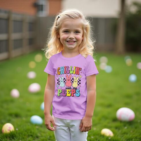 CM C&M WODRO Toddler Boy Girl Easter Shirt Chillin with My Peeps Bunny T-Shirt Short Sleeve Kid Funny Rabbit Graphic Tee Top in Saudi Arabia