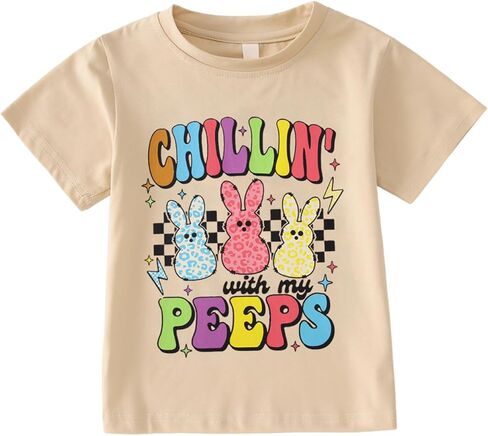 CM C & M WODRO TODDLER BOY GIRL EASTER SHIRT chillin مع Peaps Bunny T-Shirt قصيرة الأكمام in Kuwait
