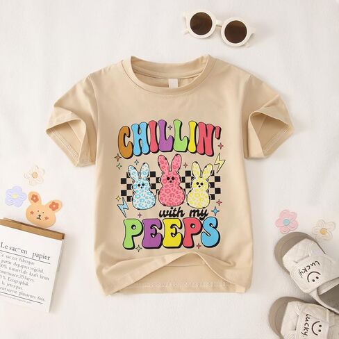 CM C & M WODRO TODDLER BOY GIRL EASTER SHIRT chillin مع Peaps Bunny T-Shirt قصيرة الأكمام in Kuwait