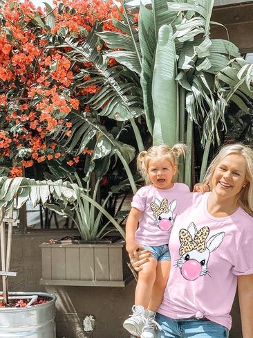 Mommy and Me Easter Outfits: Toddler Easter Shirts Boys Girls T-Shirt Casual Short Sleeve Matching Cute Tee Tops in Saudi Arabia